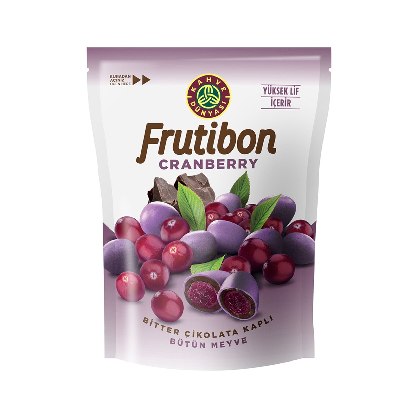 Frutibon Natural Cranberries Coated with Rich Dark Chocolate 100 gr
