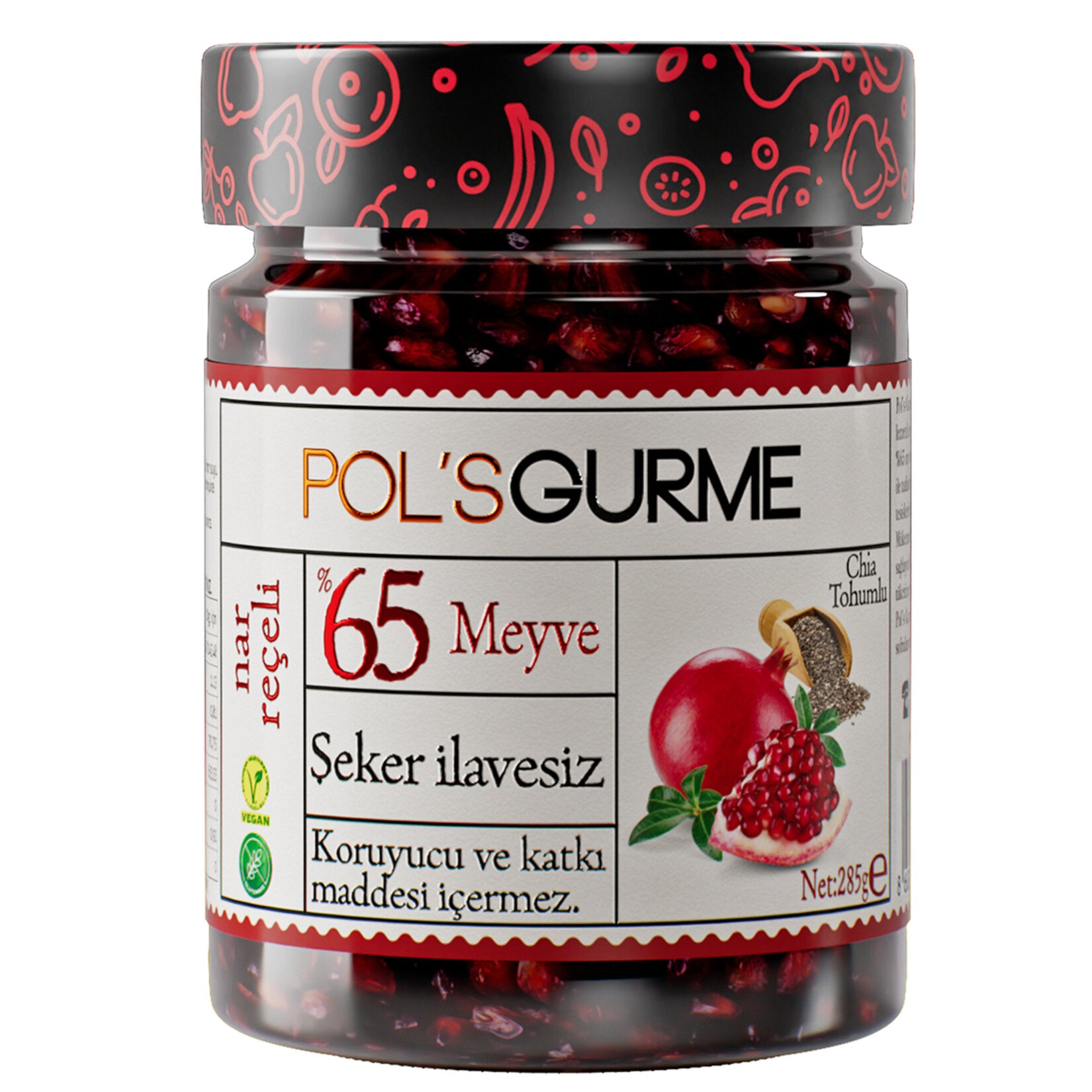 Pol's Gourmet Sugar-Free Pomegranate Jam – 285g
