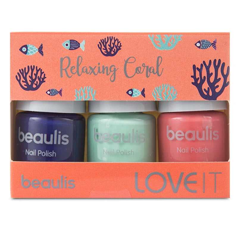 Beaulis 3-in-1 Nail Polish Set – 80’s Relax Coral Series