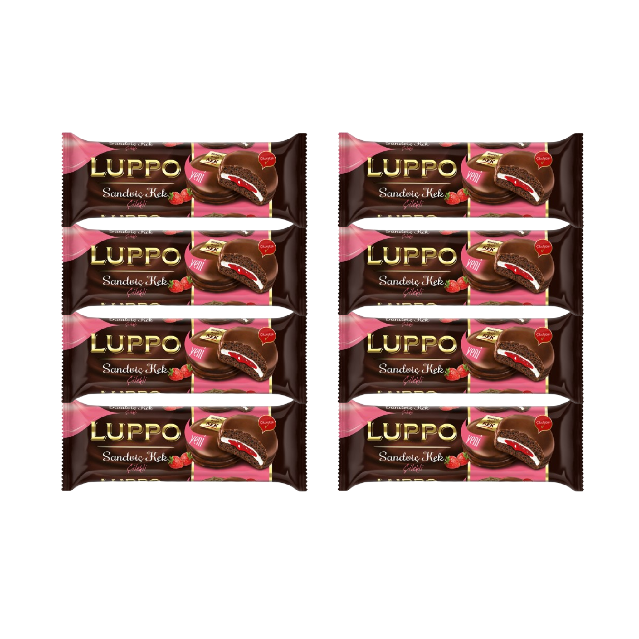 Şölen Luppo Strawberry Sandwich Cakes – 8 Packs (182g)