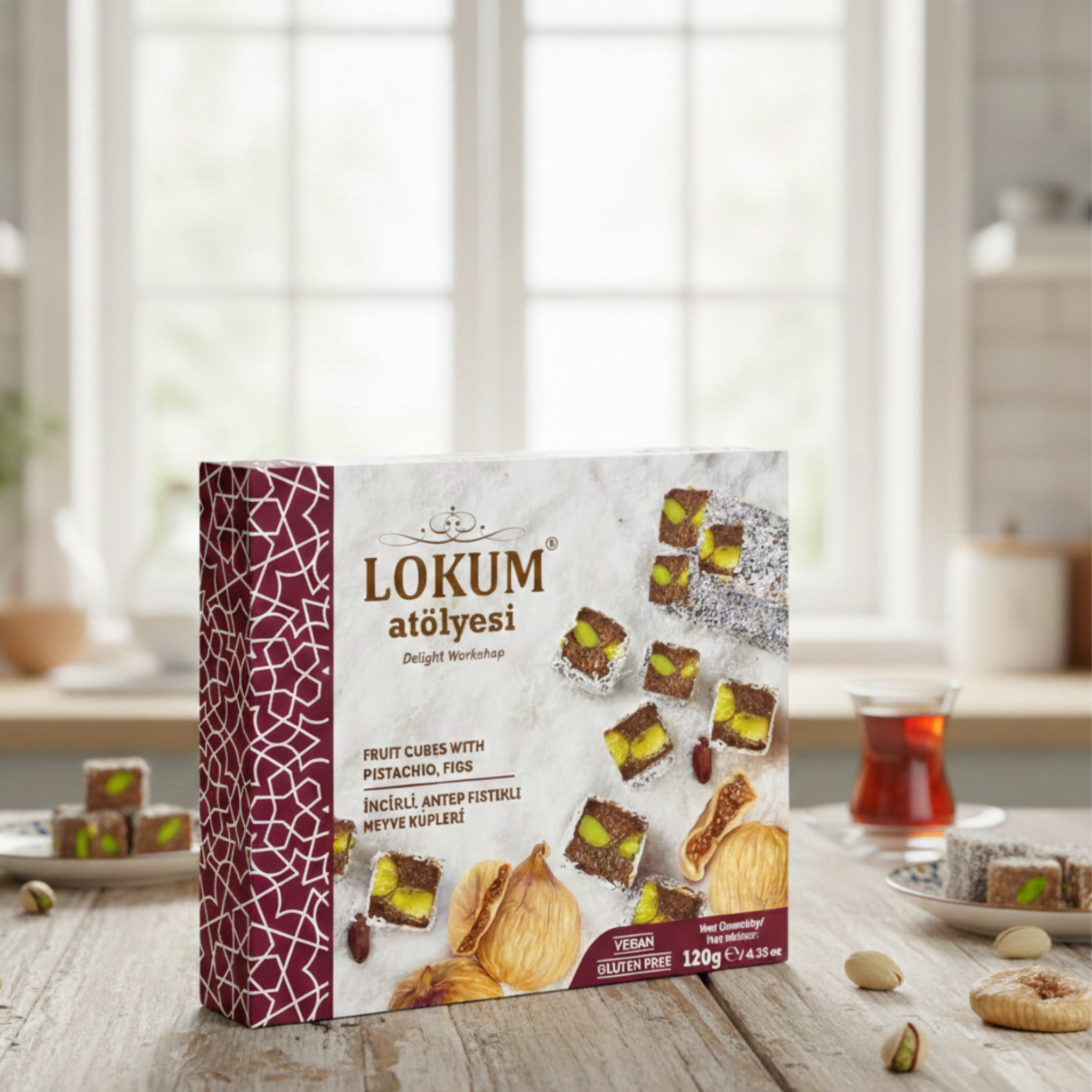 Lokum Atölyesi Fig & Pistachio Fruit Cubes 120g