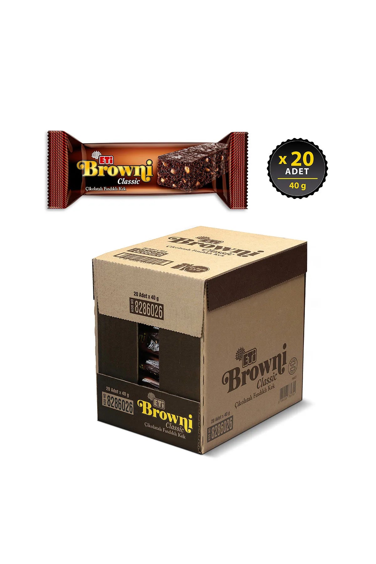 Eti Browni Chocolate Hazelnut Cake (40g x 20 pcs) – Rich, Moist & Indulgent Snack Treat