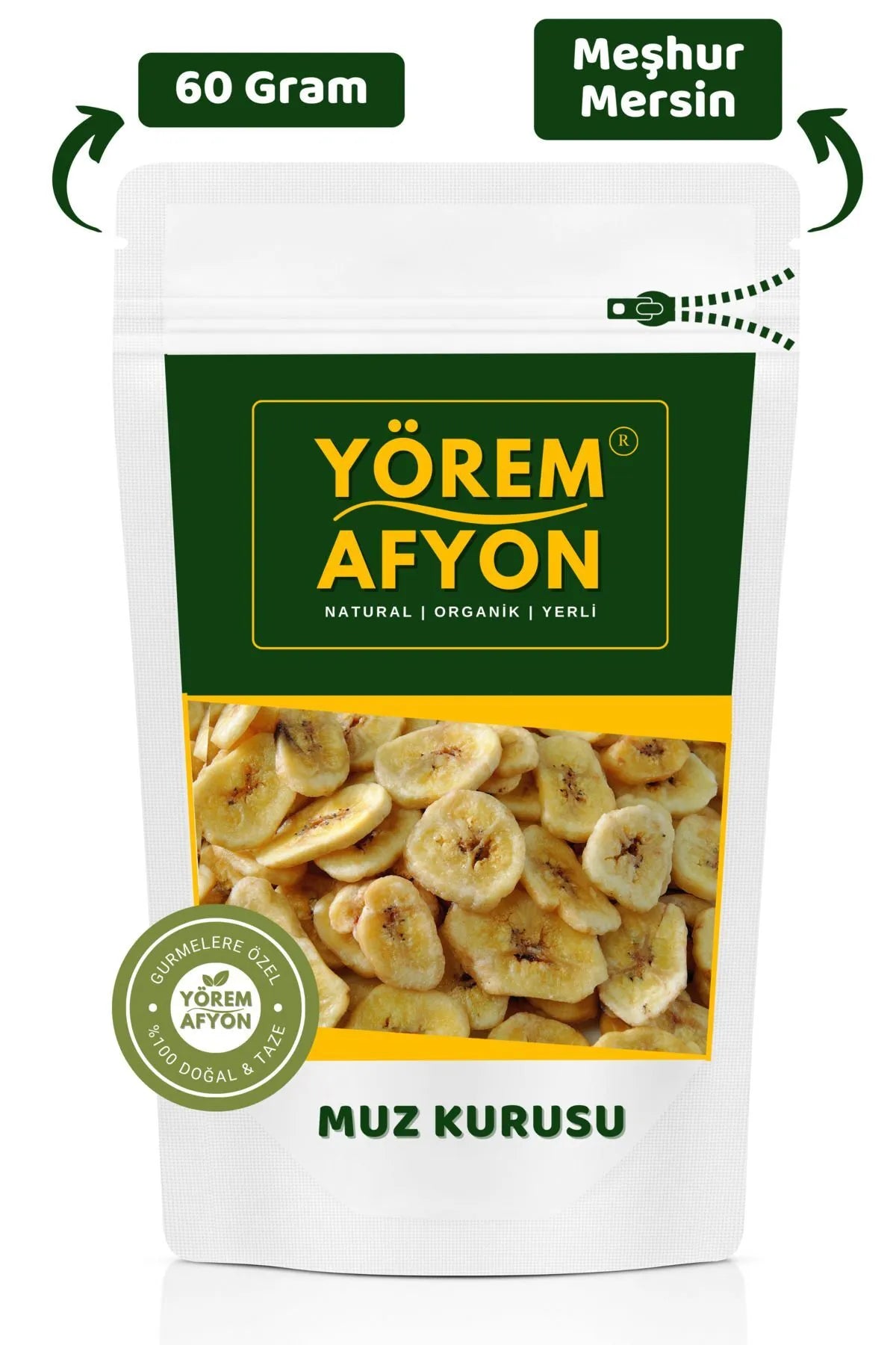 شرائح موز مجففة تحت الشمس طبيعية 100%، بدون سكر – 60 غرام