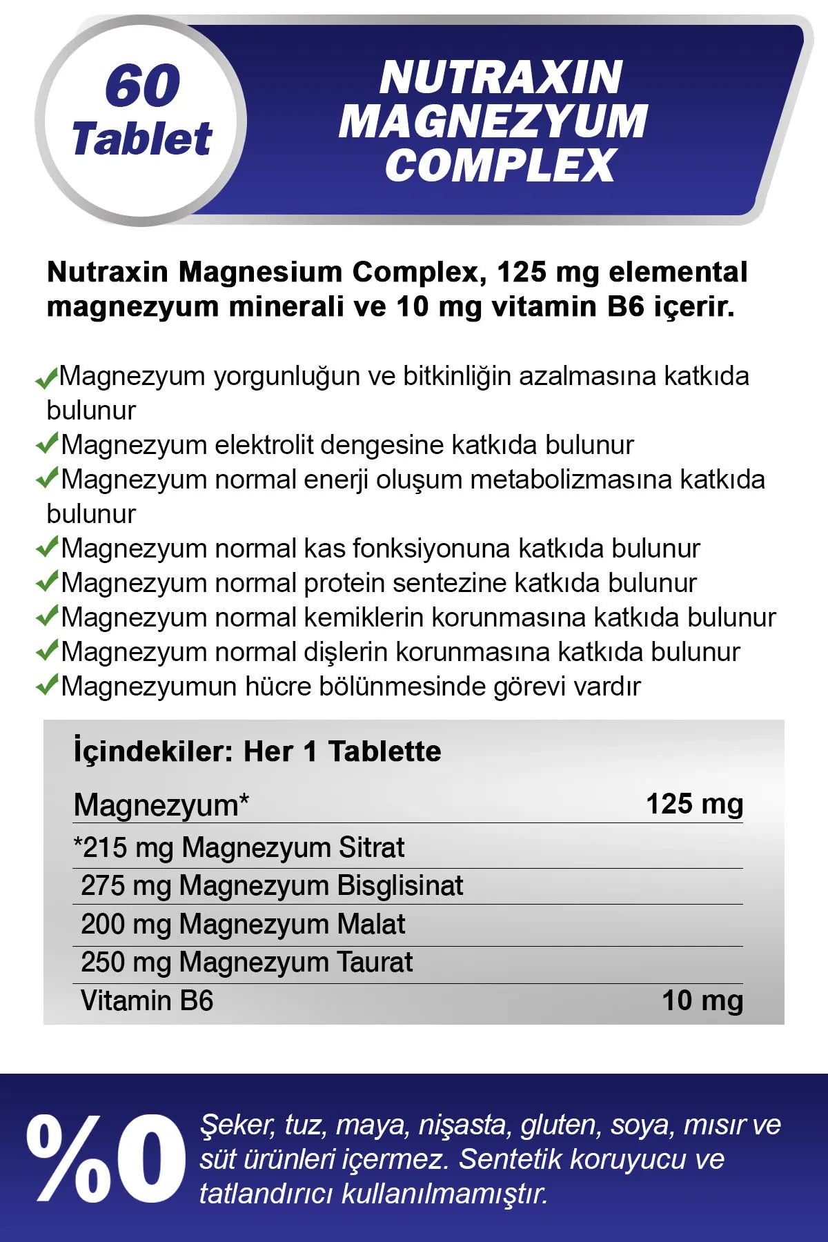 Nutraxin Magnesium Complex + Vitamin B6 – 60 Tablets