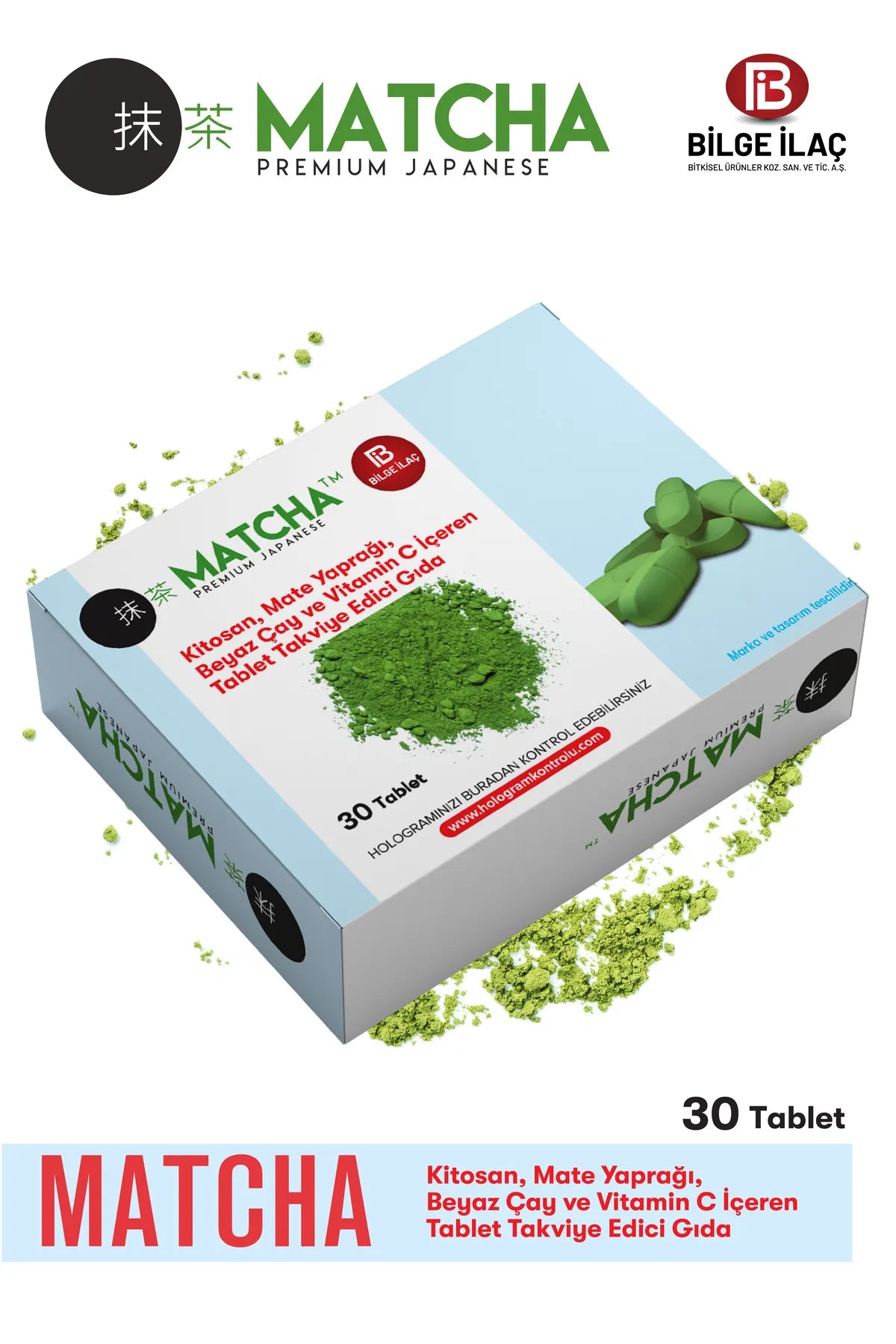 Bilge İlaç Matcha Premium Slimming Capsules – Japanese Matcha, Vitamin C & L-Carnitine