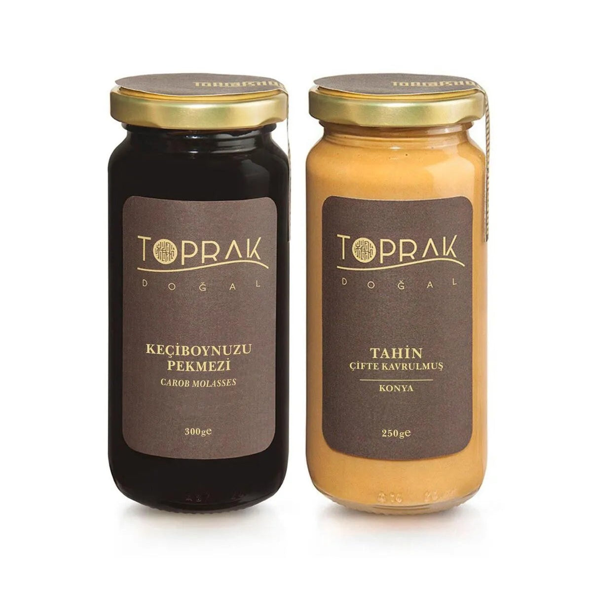 Toprak Dogal Carob Molasses 300g & Double Roasted Tahini 250g Set