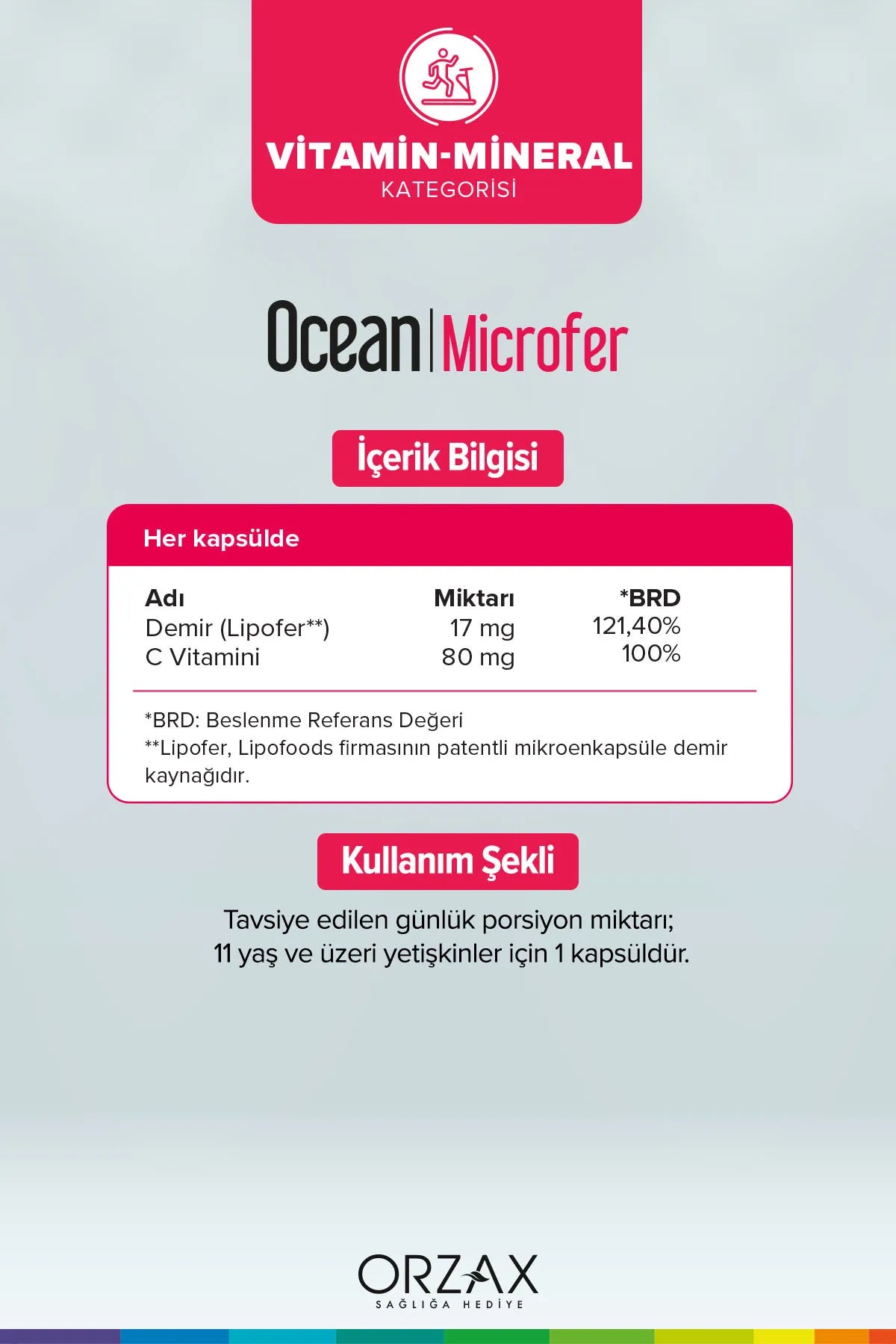 أورزاكس أوشن مايكروفير مع الحديد وفيتامين سي 60 كبسولة