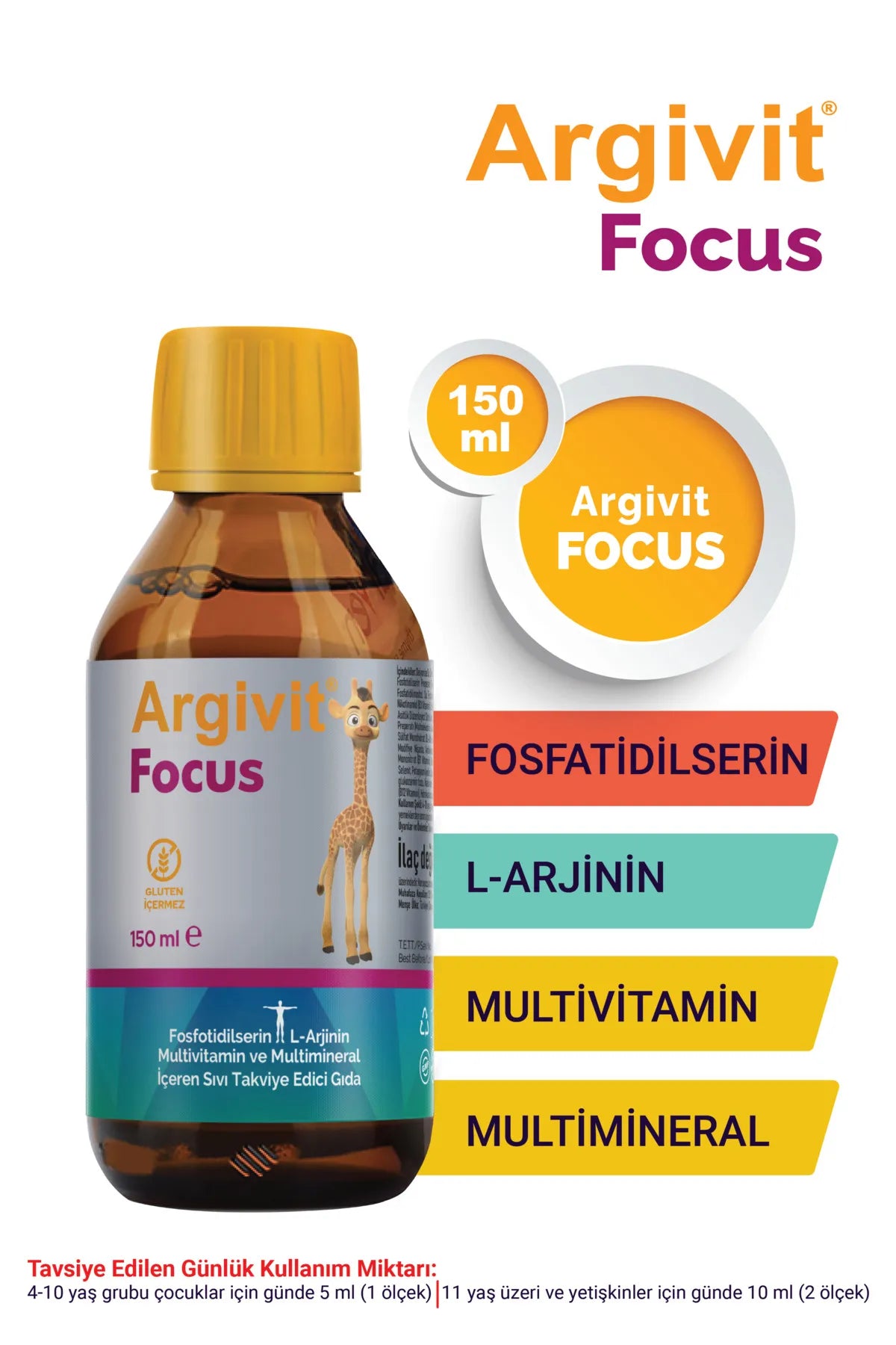 Argivit Focus Syrup 150 ml – Phosphatidylserine, L-Arginine, Multivitamins & Minerals