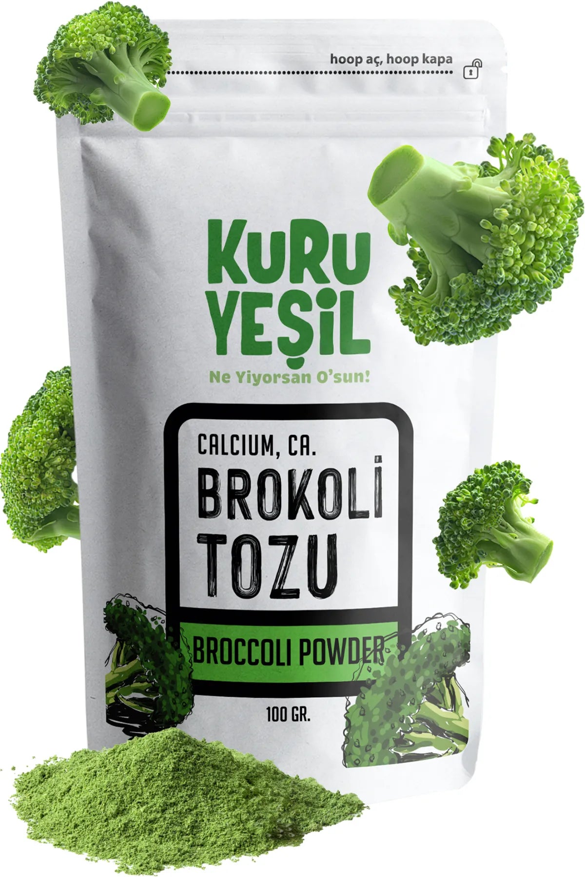 مسحوق البروكلي الطييعي من Kuru Yeşil-كورو يشيل | 100 غرام.