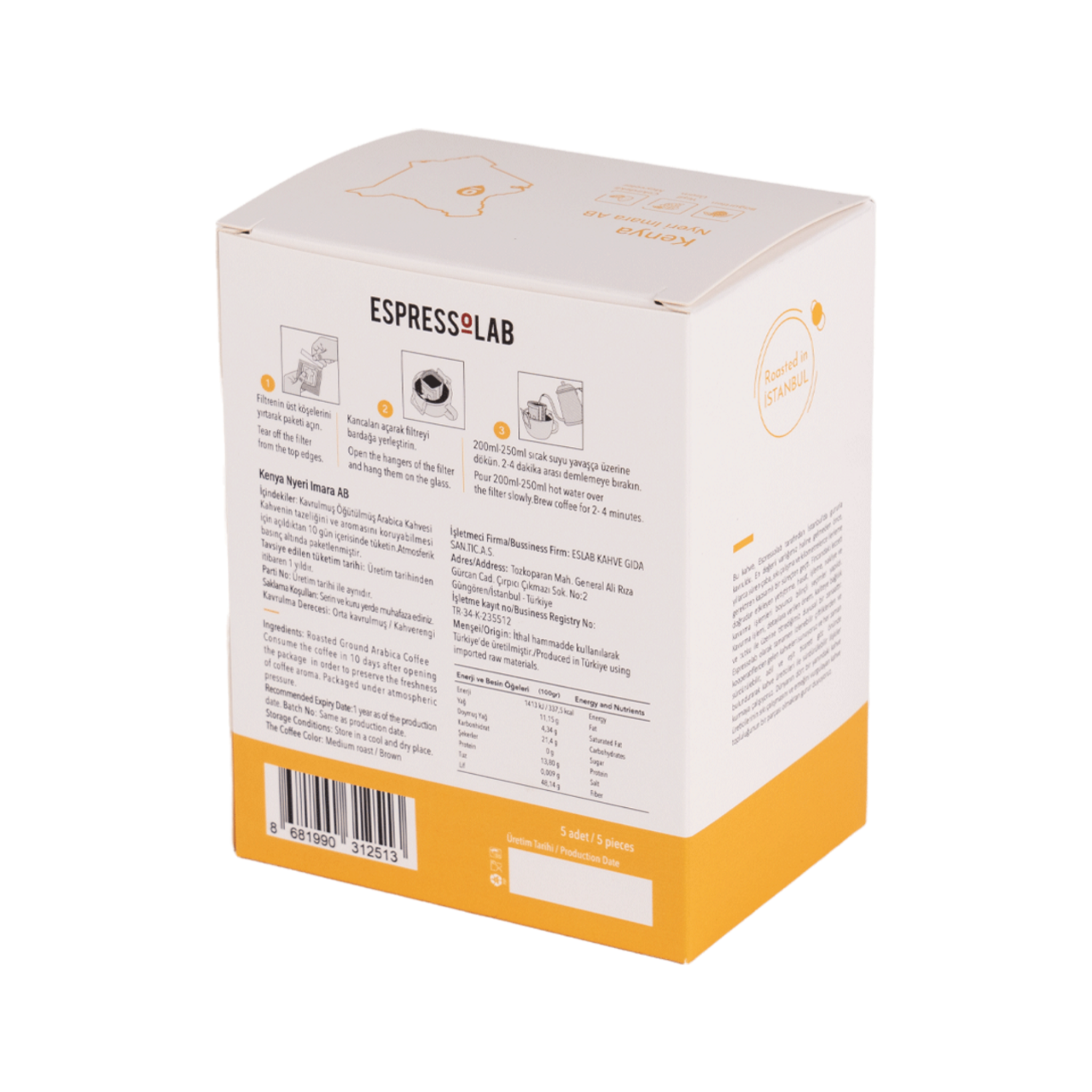 Espressolab Kenya Nyeri Imara AB Drip Filter Coffee – Single-Serve, Pack of 5