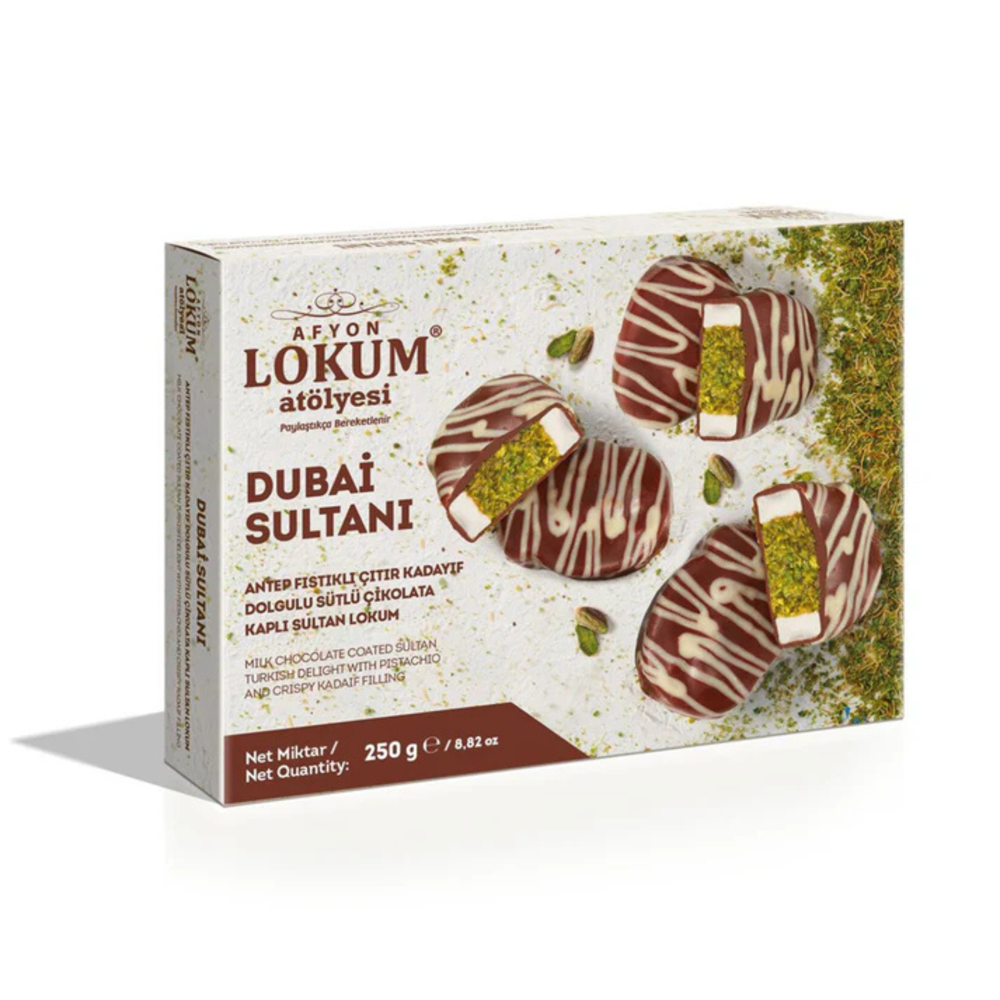 Lokum Atölyesi Dubai Sultan Pistachio Chocolate Turkish Delight 250g