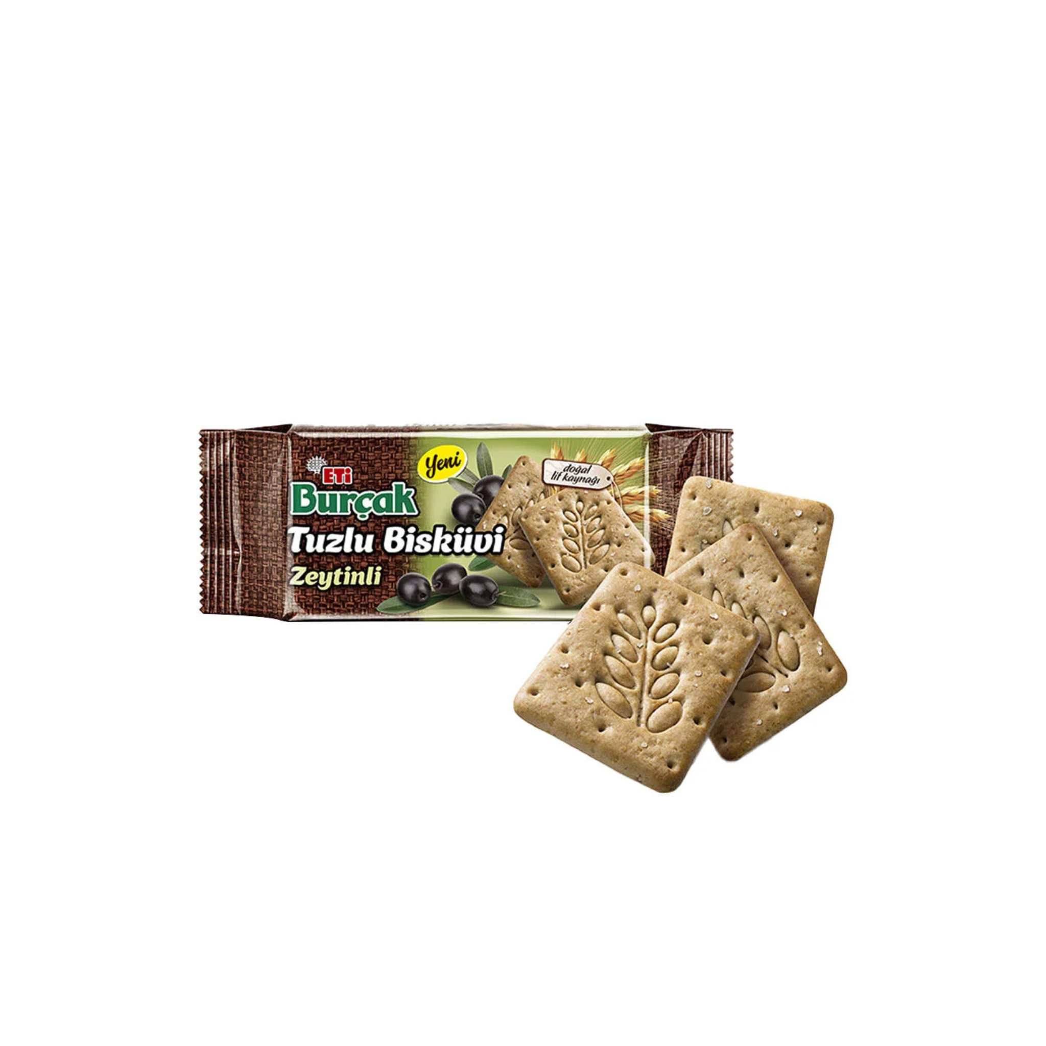 Eti Burçak Salted Biscuit Snack Savory Olive Crackers - 91g