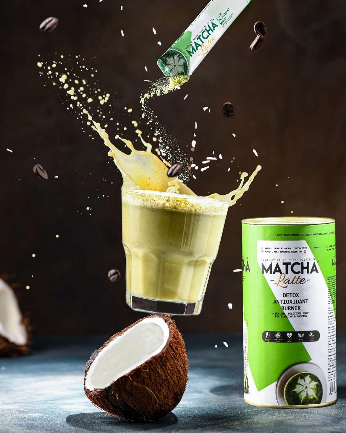 Matcha Premium Japanese Matcha Latte Coffee and Coconut Flavored Detox Antioxidant burner tea 20 x 7g