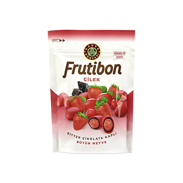 Frutibon Natural Dried Strawberries Coated with Rich Dark Chocolate 100 gr