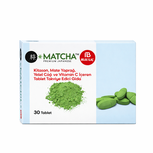 Bilge İlaç Matcha Premium Japanese herbal supplement capsules box green matcha L-carnitine vitamin C