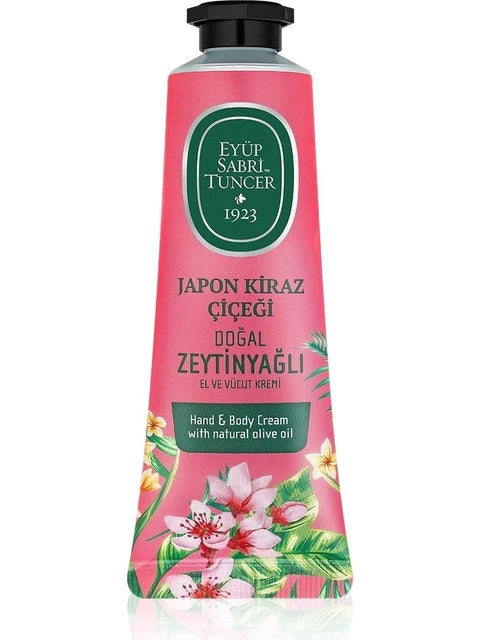 كريم اليد والجسم بزيت الزيتون الطبيعي من أيوب صبري تونجر – عبير زهر الكرز الياباني – 50 مل
