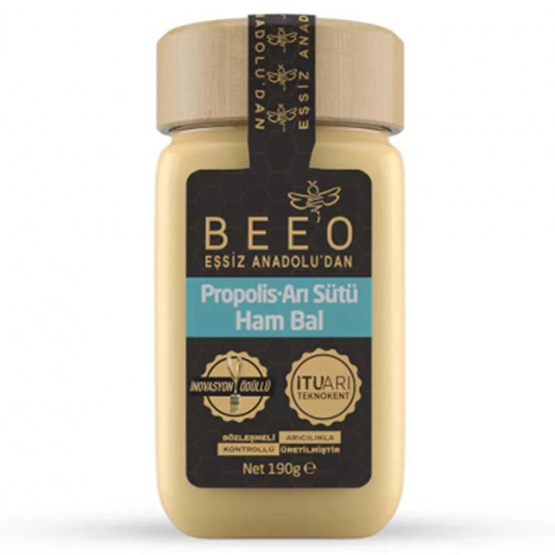 زبدةغذاء ملكات النحل + حبيبات اللقاح + عسل خام 190 جرام