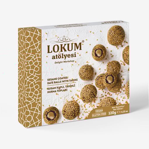 كرات التمر بالطحينة والمغطاة بالسمسم 120جرام