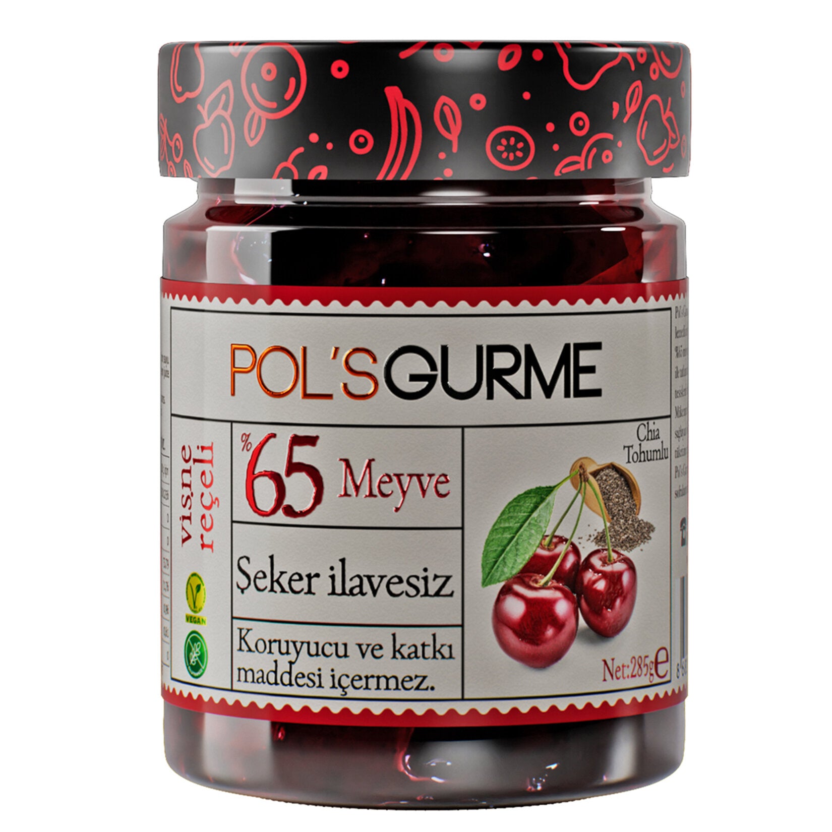 Pol's Gourmet Sugar-Free Cherry Jam – 285g