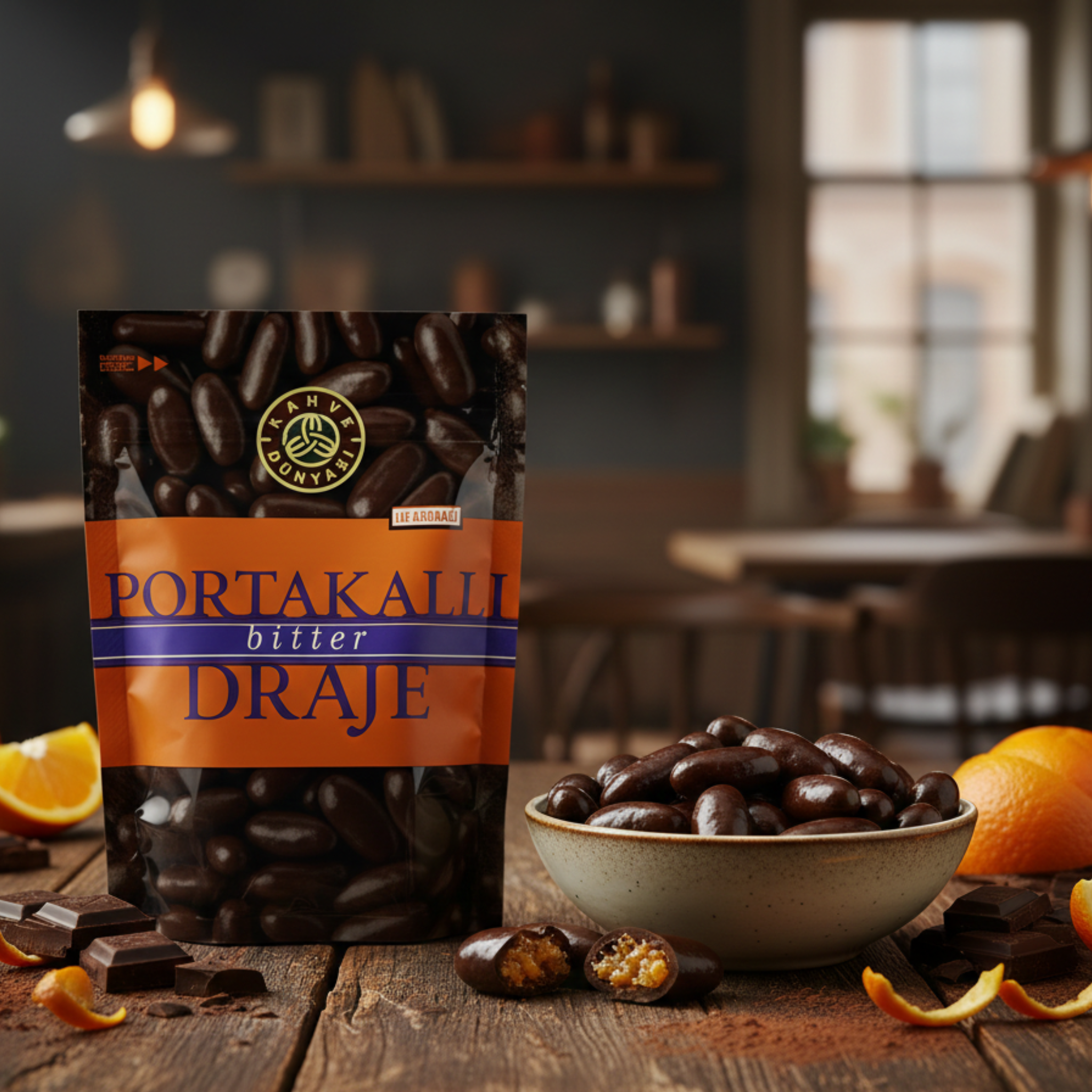 دراجيه شوكولاتة داكنة بالبرتقال من (Kahve Dünyası) ١٢٠غ – شوكولاتة بطعم حمضي راقٍ