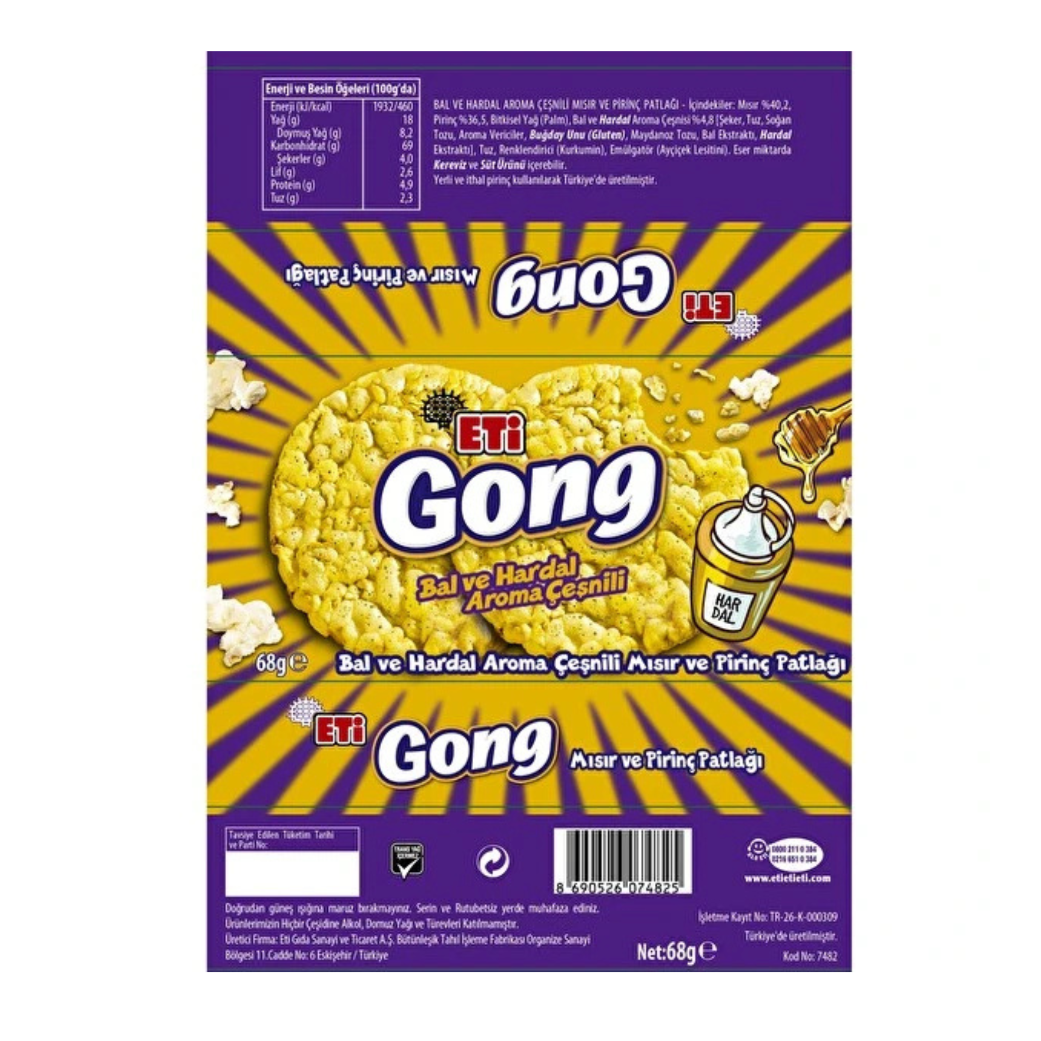 Eti Gong Honey Mustard Corn & Rice Cakes 68 g