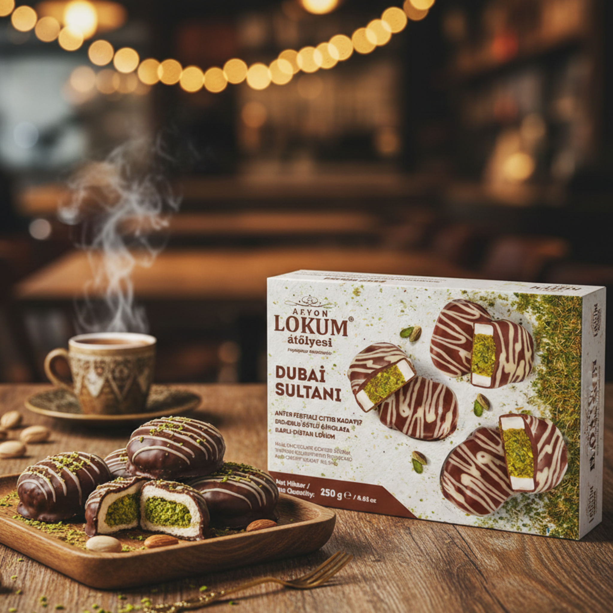 Lokum Atölyesi Dubai Sultan Pistachio Chocolate Turkish Delight 250g