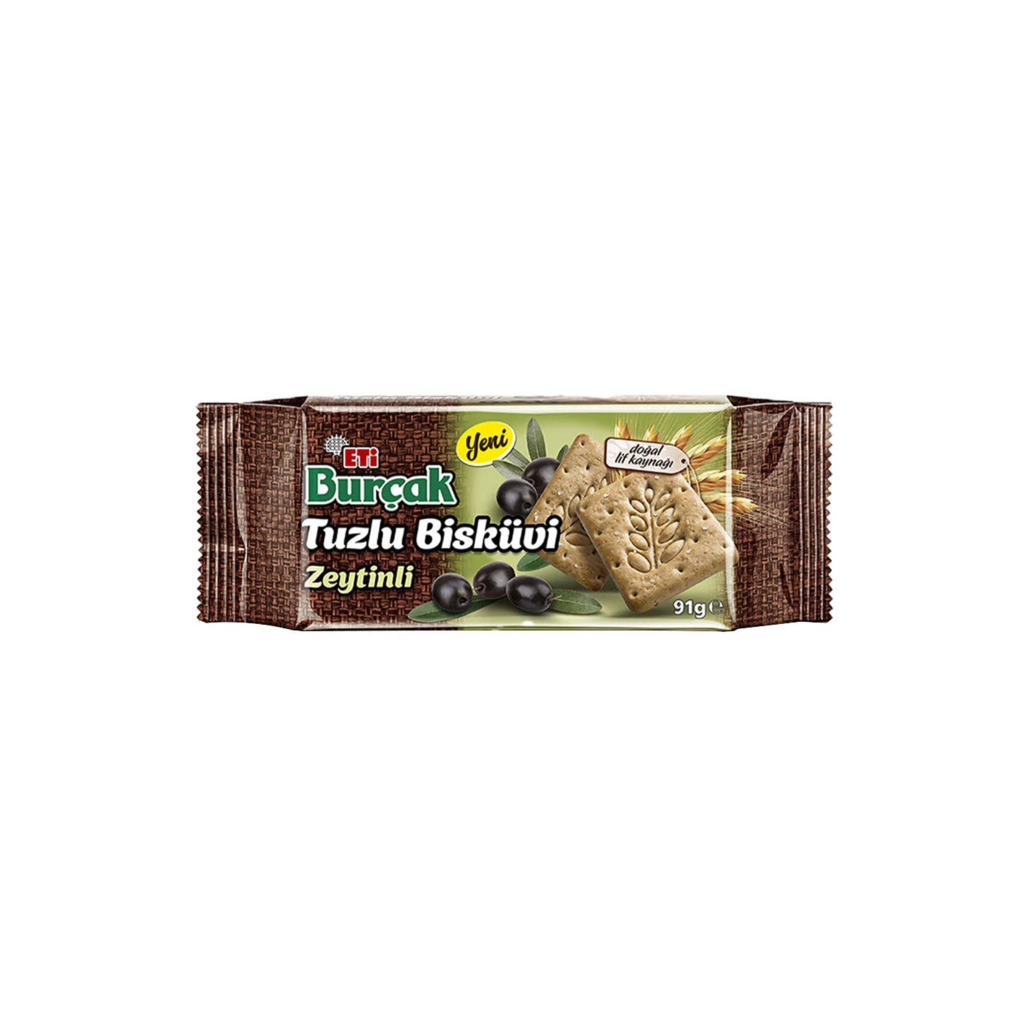 Eti Burçak Salted Biscuit Snack Savory Olive Crackers - 91g
