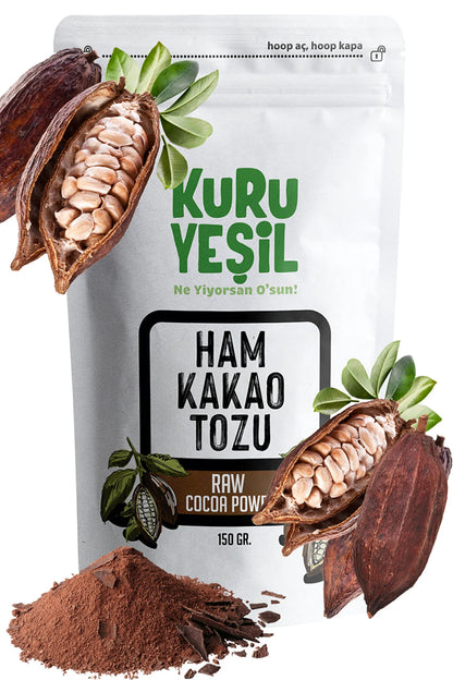 Organic Raw Cacao Powder Gluten-free 150 gr| Kuru Yesil