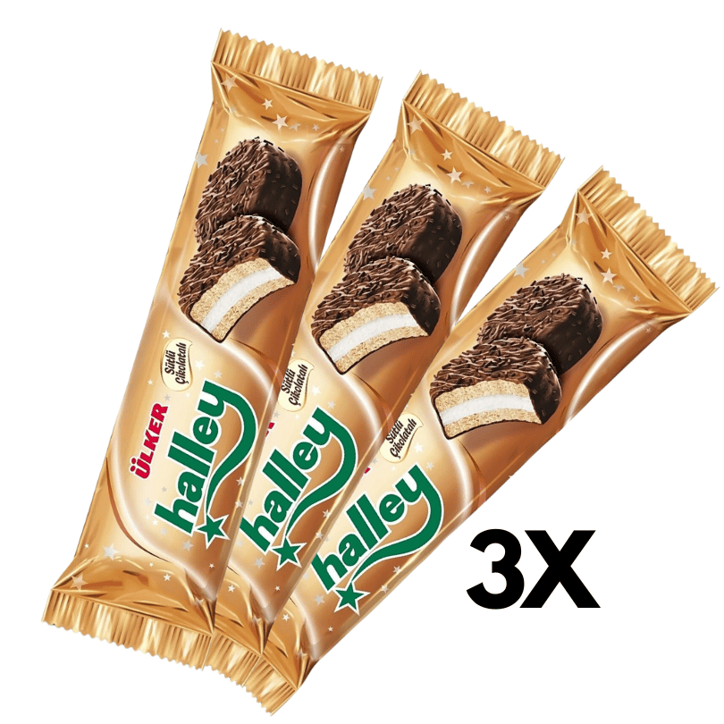 Halley Roll Ulker Halley Chocolate Coated Biscuit 3 Packs * 66 gr – BTurkish