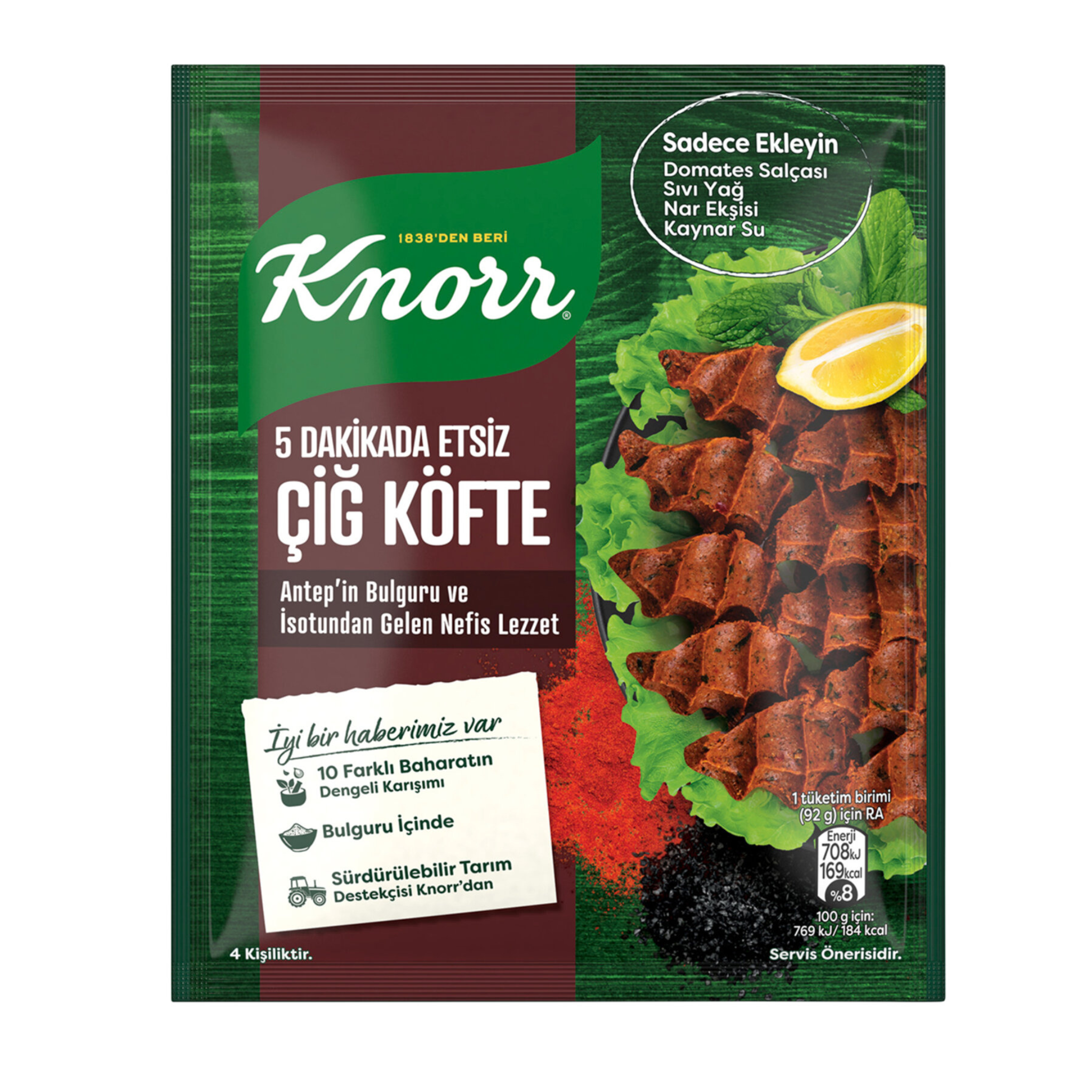 Knorr Meatless Çiğ Köfte Seasoning Mix 120g Ready in 5 Minutes