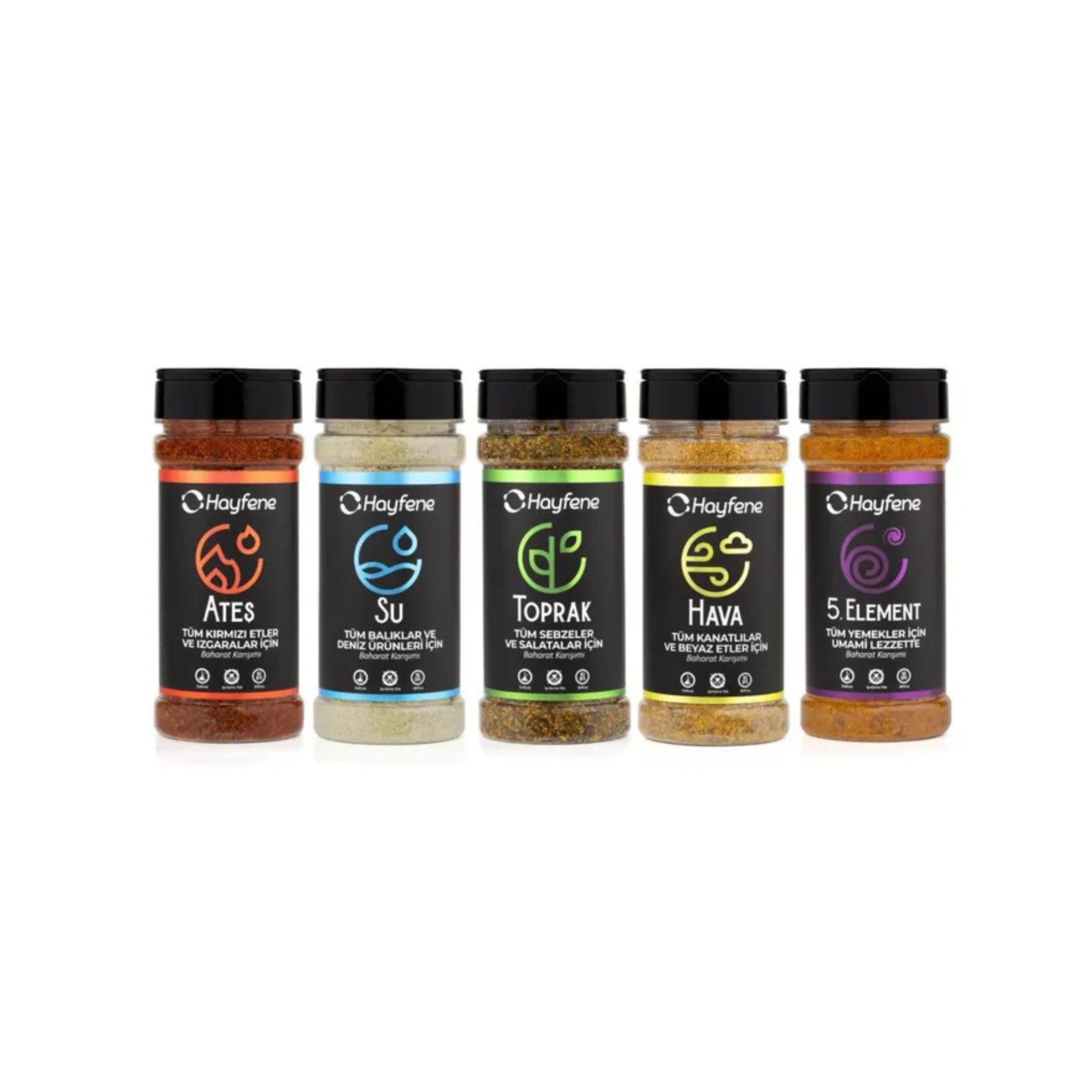 Hayfene Gourmet 5-Element Spice Set – Fire, Water, Earth, Air & 5th Element