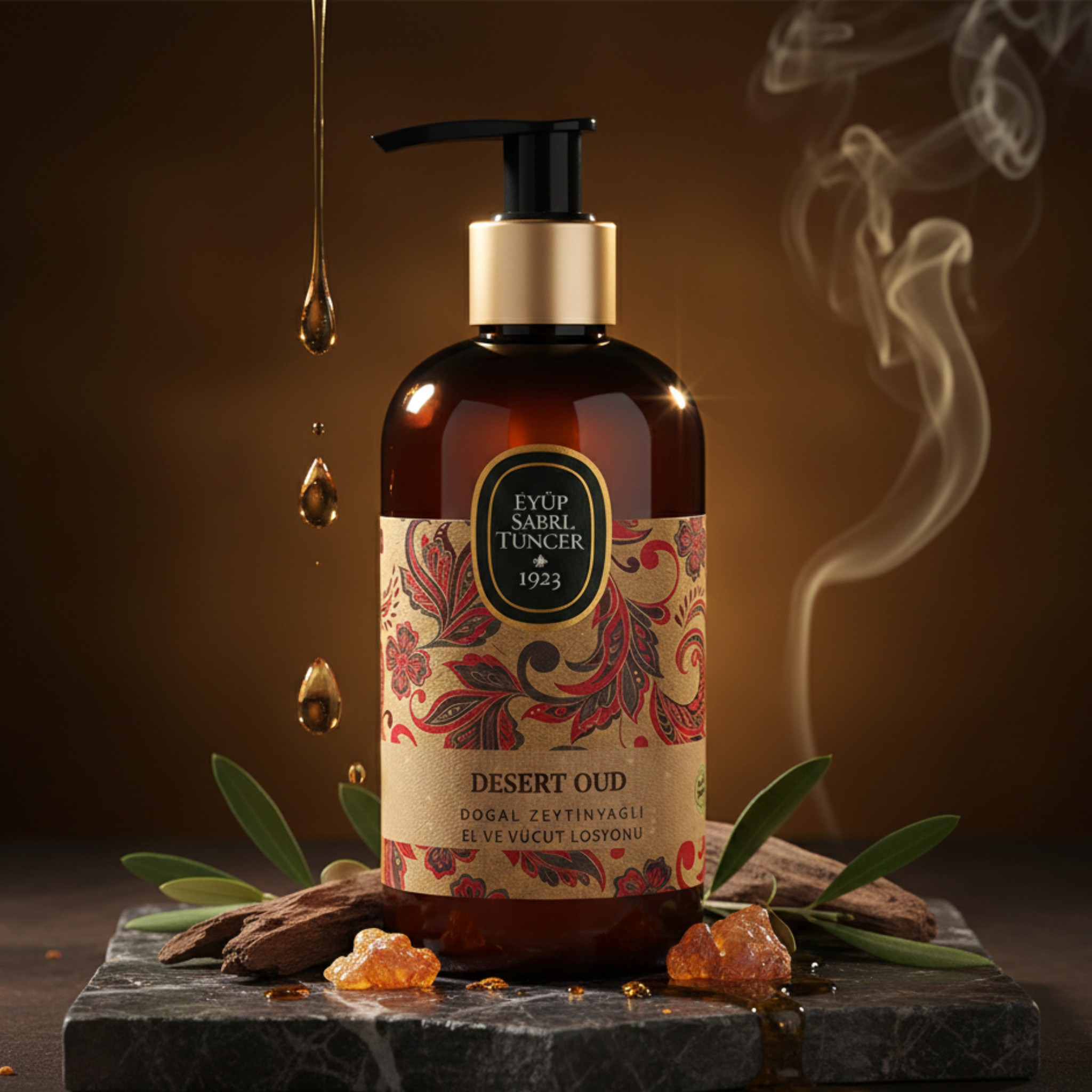 لوشن أيوب صبري تونجر ديزرت عود لليد والجسم بزيت الزيتون الطبيعي – رائحة شرقية عنبرية فاخرة (250 مل)