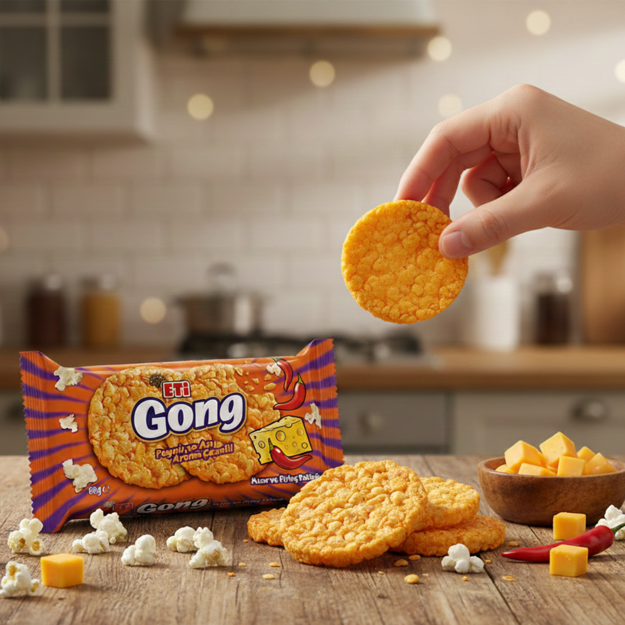 Eti Gong Spicy Cheese Corn & Rice Cakes 68 g
