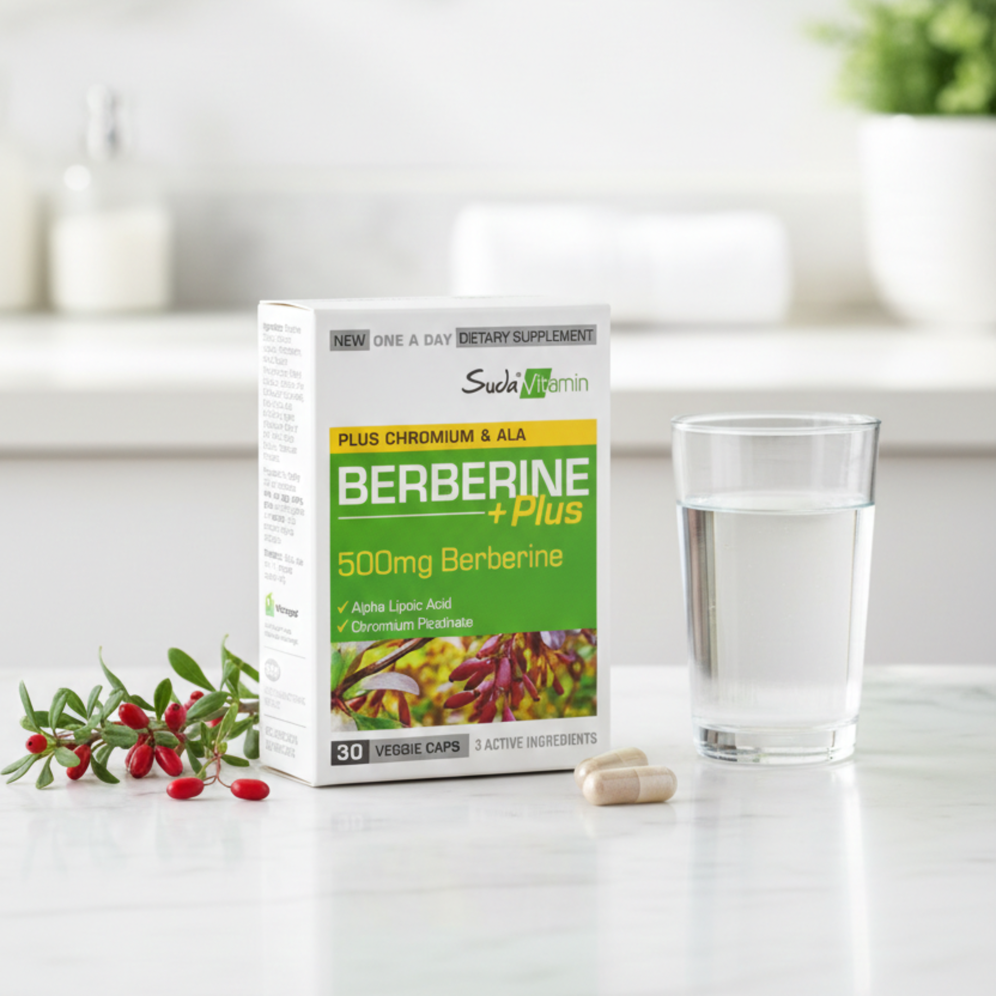 Berberine Plus Veggie supplement for healthy blood sugar levels 30 Capsules