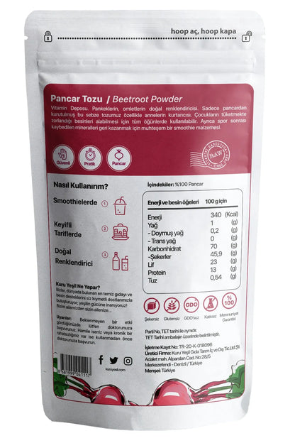 Kuru Yesil Organic Beet Powder 100 gr.