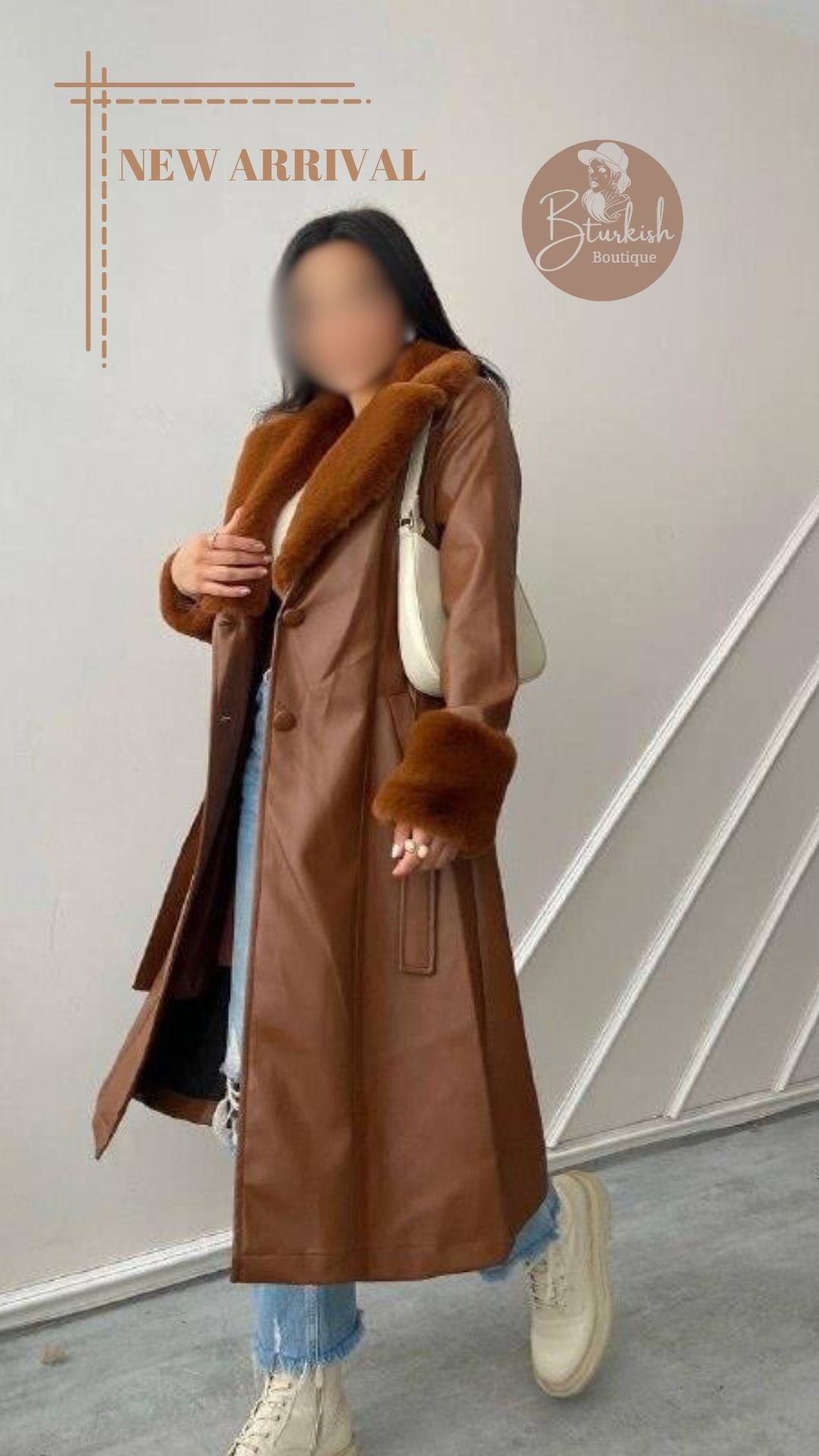 Fur Detailed Leather Coat
