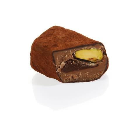 Pistachio Ganache Truffles with Dark Chocolate & Cocoa Powder