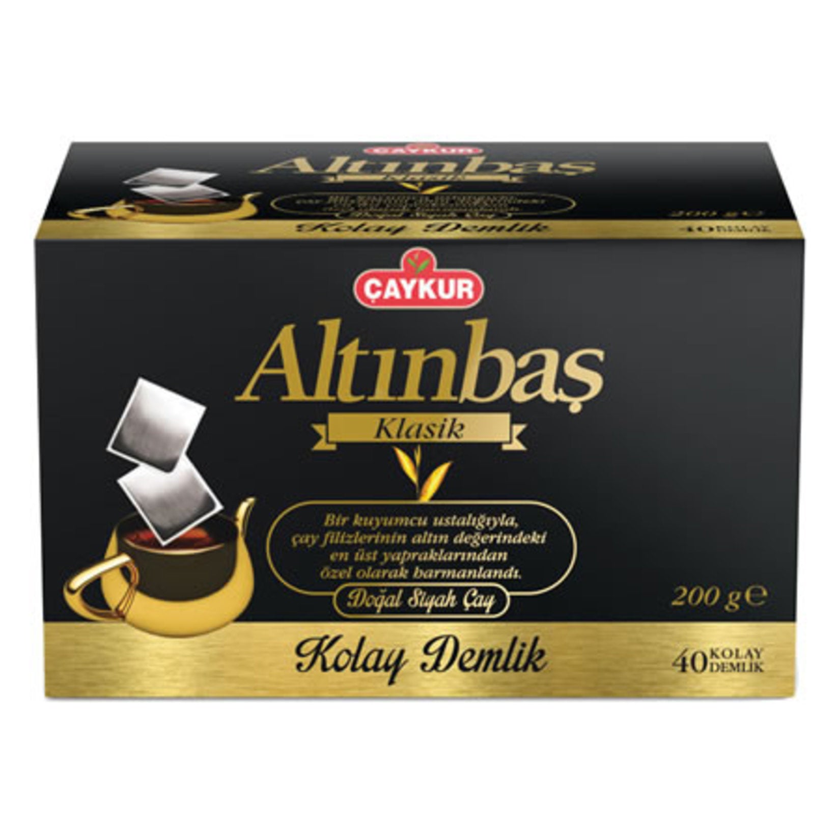 Çaykur Altınbaş Classic Turkish Black Tea Bags – 40 Easy Brew Demlik Bags (200g)
