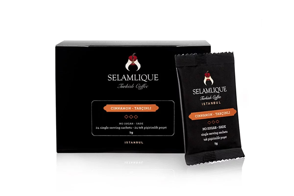 Selamlique Cinnamon Turkish Coffee Sachets Packs of 24