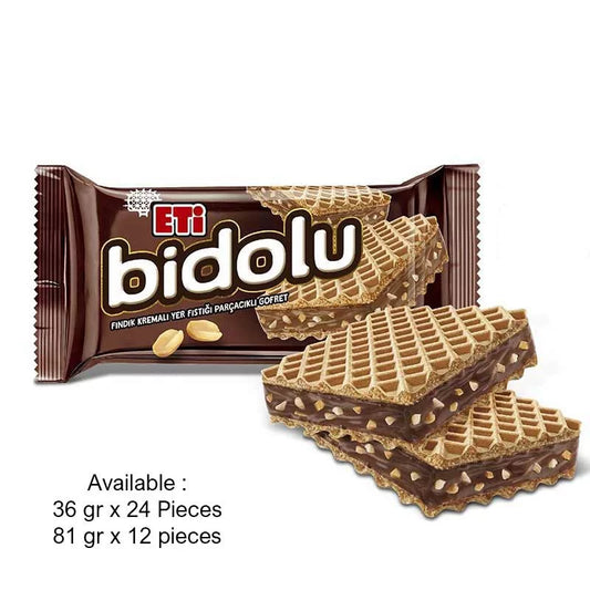 Eti Bidolu Wafer with Hazelnut Cream and Peanut Pieces 36 g 24 pcs