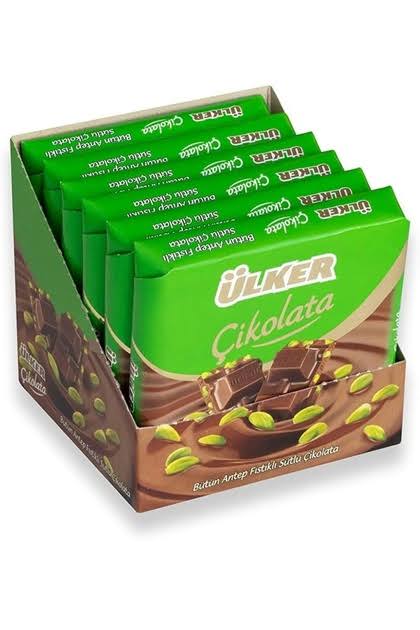Ülker Pistachio Milk Chocolate with Whole Antep Pistachios 6x65g