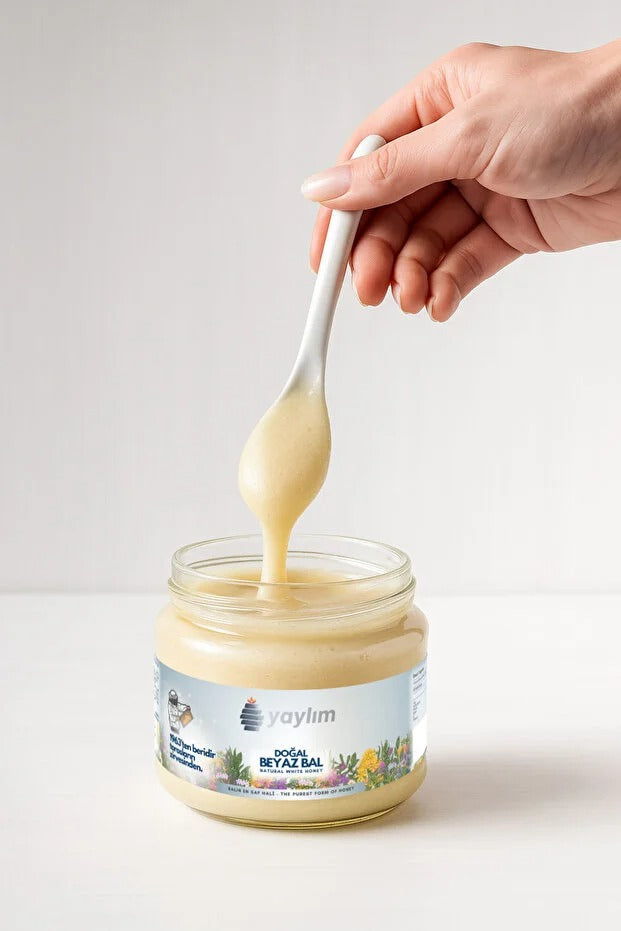 Taylim Natural White Honey 350g – Raw Turkish Yaylım Honey, No Added Sugar, Pure & Unfiltered